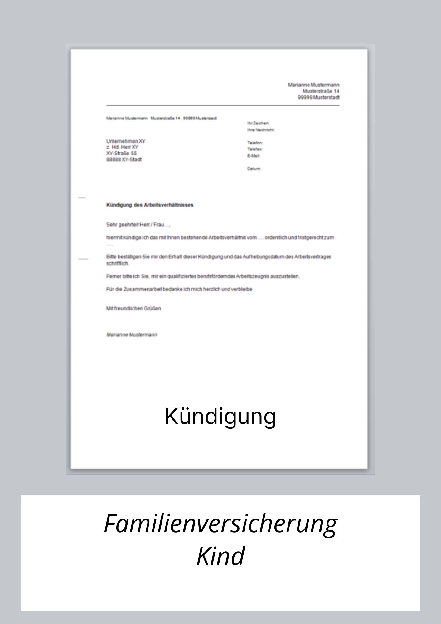 Kündigung Familienversicherung Kind