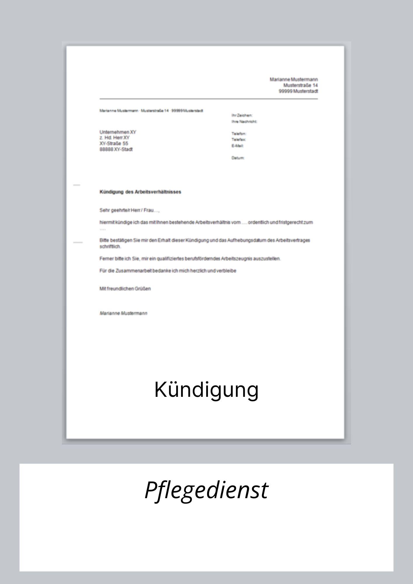 Kündigung Pflegedienst